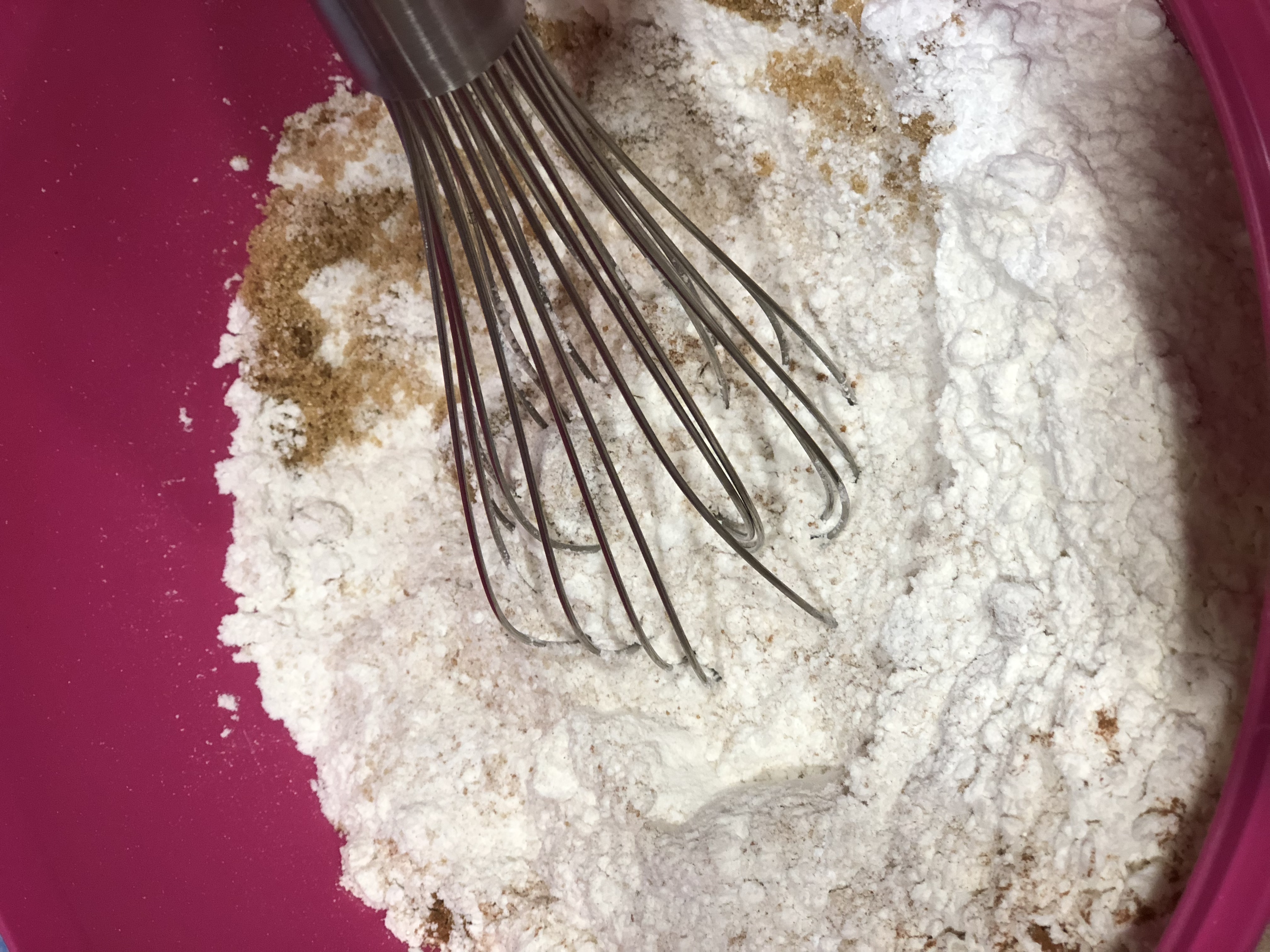 Whisking dry ingredients, sweet potato scones